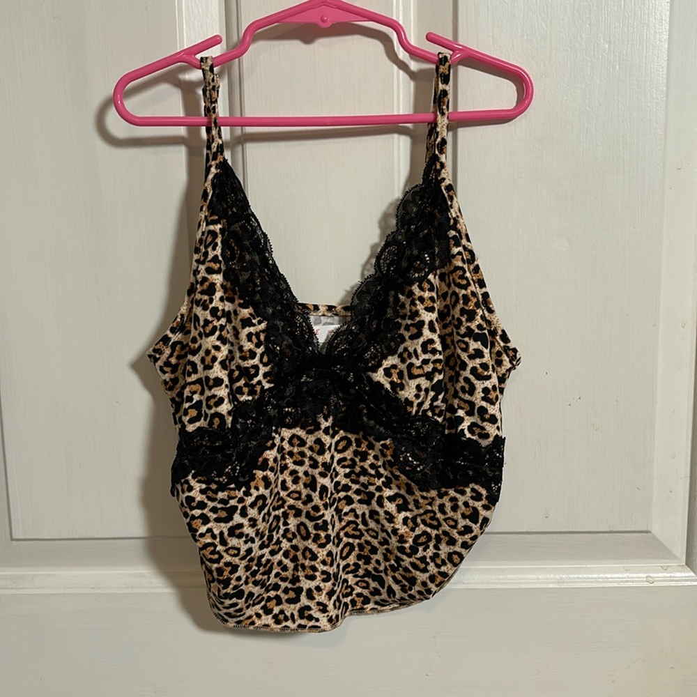 Cheetah Print Crop Top with Black Lace
